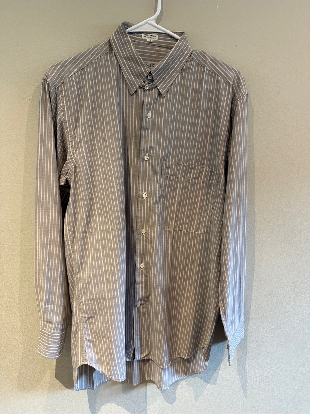 Salvatore Ferragamo Gray and White Pinstripe Dress Shirt